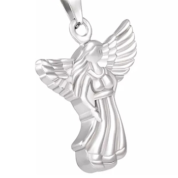 Stainless Steel Pendant Necklaces, Angel Urn Ashes Necklaces, Stainless Steel Color, 20.08~31.50 inch(51~80cm)