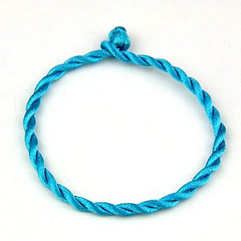 Nylon Rattail Satin Cord Bracelet Making, Deep Sky Blue, 190x3mm
