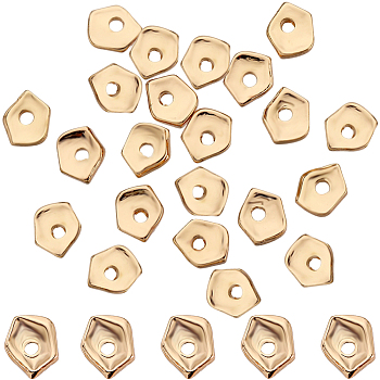 45Pcs Brass Charms, Real 14K Gold Plated, Polygon, 6x5x1mm, Hole: 1.4mm