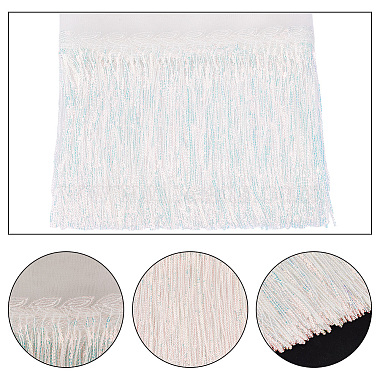 AHADERMAKER 5 Yards Sparkle Polyester Tassel Lace Trim(OCOR-GA0001-55A)-4