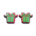 Painted Acrylic Cabochons, for Christmas Day, Gift Box, Green, 13x16x2.5mm(KY-D011-01B)