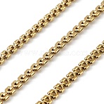 304 Stainless Steel Rectangle Link Chains, Ion Plating(IP), Soldered, with Spool, Real 18K Gold Plated, 4x3x1.5mm(CHS-G051-11G)