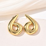 304 Stainless Steel Stud Earrings for Women, Irregular, Ion Plating(IP), Golden, 25x17.5mm(EJEW-K333-23G)