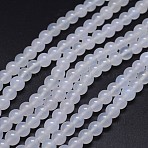 Grade A Natural White Agate Round Beads Strands, Dyed, WhiteSmoke, 8mm, Hole: 1mm, about 46~48pcs/strand, 14.5~15 inch(X-G-F256-01-8mm-A)