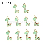 10Pcs Alloy Enamel Pendants, Giraffe Charms, Turquoise, 27x17x1mm, Hole: 2mm(ENAM-YW0006-22C)