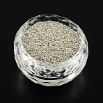 Color Plated DIY 3D Nail Art Decoration Mini Glass Beads, Tiny Caviar Nail Beads, Silver, 0.6~0.8mm, about 450g/bag(MRMJ-R038-E01)