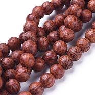 Wood Beads Strands, Natural Dracaena Draco(Dragon Tree) Wooden Beads, Round, 8mm, Hole: 1.2mm, about 51pcs/strand, 16.1 inch(41cm)(WOOD-F008-03-C)