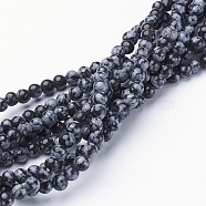 Natural Snowflake Obsidian Beads Strands, Round, 4mm, about 100pcs/strand, 15~16 inch(X-GSR4mmC009)
