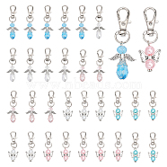 30Pcs 6 Style Baking Painted Pearlized Glass Pearl Pendants, with Alloy Butterfiy Pendants & Swivel Lobster Claw Clasps, Angel, Mixed Color, 55~60mm, 5pcs/style(HJEW-CA0001-32)
