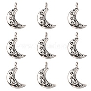 Tibetan Style Alloy Pendants, Moon with Star, Cadmium Free & Lead Free, Antique Silver, 19x10.5~11x3mm, Hole: 2.8mm, about 720pcs/1000g(TIBEP-S299-27AS-RS)