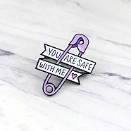 You Are Safe with Me" Heart-Shaped Pin - Symbol of Love and Protection, Violet, 1mm(ST5615772)