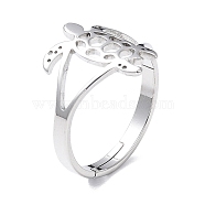 304 Stainless Steel Hollow Out Tortoise Adjustable Ring for Women, Stainless Steel Color, US Size 6 1/4(16.7mm)(RJEW-I097-02P)