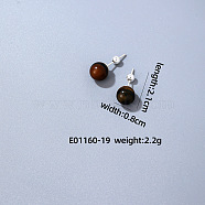 Handmade Fashion Natural Black Agate Stainless Steel Bead Earrings Accessories for Autumn/Winter, Platinum, 21x8mm(VH6205-16)