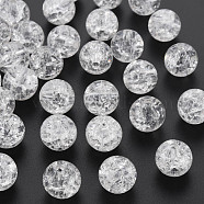 Transparent Crackle Acrylic Beads, Round, White, 12x11mm, Hole: 2mm, about 566pcs/500g.(MACR-S373-66A-N12)