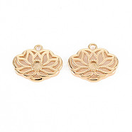 Hollow Brass Charms Cabochons Settings, Nickel Free, Flower, Real 18K Gold Plated, 11x13.5x3mm, Hole: 1.2mm, Tray: 2mm(KK-T062-170G-NF)