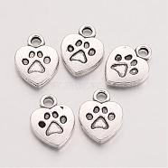 Tibetan Style Alloy Charms, Heart with Word My Dog, Lead Free & Cadmium Free, Antique Silver, 13x10x2.5mm, Hole: 2mm, about 400pcs/500g(TIBEP-S291-19-RS)