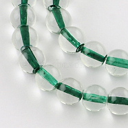 Color Inside Spray Painted Glass Bead Strands, Round, Sea Green, 10mm, Hole: 1.3~1.6mm, about 82pcs/strand, 32.2 inch(DGLA-R050-10mm-62)