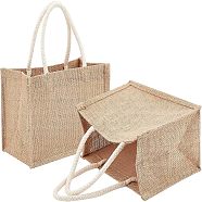 Jute Portable Shopping Bag, Reusable Grocery Bag Shopping Tote Bag, Tan, 16x23.9cm(ABAG-NB0001-50)