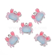 Opaque Resin Pendants, with Platinum Tone Iron Loops, Frosted, Crab, Sky Blue, 23x26x7mm, Hole: 2mm(RESI-D055-092P)