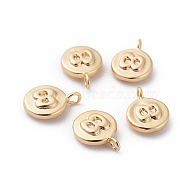 Brass Charms, Flat Round with Infinity, Real 18K Gold Plated, 11x8x2.5mm, Hole: 1.5mm(X-KK-S350-244)