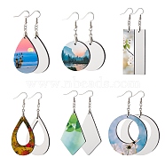 6 Sets 6 Style DIY Sublimation Blank Earring Making Finding Kit, Including MDF Wooden Earring Charm, Sublimation Printing Unfinished Earring Blank Charm, 304 Stainless Steel Earring Hooks, White, 30~59.5x15~34.5x3.5mm, Hole: 2mm, Pin: 0.7mm and 0.8mm, 1 set/style(DIY-SZ0007-74)