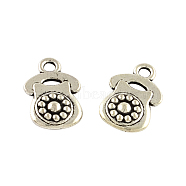 Telephone Tibetan Style Zinc Alloy Charms, Lead Free & Cadmium Free, Antique Silver, 14.6x10x3.5mm, Hole: 2mm, about 500pcs/500g(TIBEP-R334-170AS-RS)
