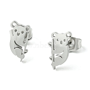 Cute Little Animal Theme 304 Stainless Steel Stud Earrings, Koala, 11x6.5mm(EJEW-B041-02I-P)
