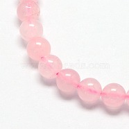 Natural  Rose Quartz Beads Strands, Round, 10mm, Hole: 1mm, about 37pcs/strand, 15.5 inch(G-L104-10mm-01)