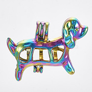 Plated Alloy Puppy Locket Pendants, Hollow Dog Cage Pendants, Colorful, 25.5x35.5x11.5mm, Hole: 4x4.5mm, Inner Measure: 9x20.5mm(PALLOY-S119-032)