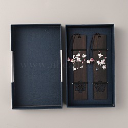 Rectangle Wood Bookmark, Butterfly & Flower Pattern Bookmark, with Gift Box, Coffee, Bookmark: 225mm, 2pcs(OFST-WH0002-20)