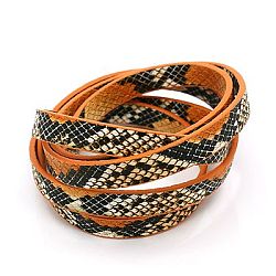 PU Leather Cord, Imitation Snake Skin, Dark Orange, 10x2mm, about 1.31 yards( 1.2m)/strand(LC-D005-08)