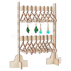 2-Tier Wood Earrings Display Stands, Clothes Hangers Shaped Earring Studs Organizer Holder, with 16Pcs Mini Hangers, Old Lace, Finished Product: 7.05x22.5x25cm(EDIS-WH0031-11)