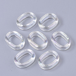 Transparent Acrylic Linking Rings, AB Color Plated, Oval, Clear AB, 18.5x14x5mm, Inner Diameter: 8x12mm(PACR-R246-023)