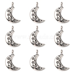 Tibetan Style Alloy Pendants, Moon with Star, Cadmium Free & Lead Free, Antique Silver, 19x10.5~11x3mm, Hole: 2.8mm, about 720pcs/1000g(TIBEP-S299-27AS-RS)