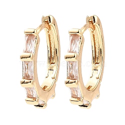 Brass Micro Pave Cubic Zirconia Hoop Earrings, Rectangle, Light Gold, 16x2x17mm(EJEW-D078-06KCG)