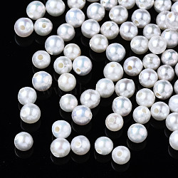 Natural Cultured Freshwater Pearl Beads, Half Drilled, Round, White, 2.5~3mm, Hole: 0.8mm(PEAR-K004-48C)