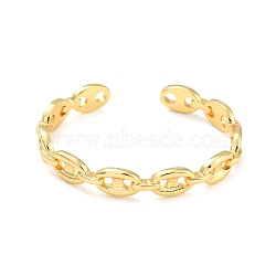 Coffee Bean Chain Shape Cuff Bangle, Brass Open Bangle for Women, Lead Free & Cadmium Free, Real 18K Gold Plated, Inner Diameter: 2-1/4 inch(5.75cm)x1-7/8 inch(4.9cm)(BJEW-I298-29G)