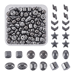 135Pcs 9 Styles Non-magnetic Synthetic Hematite Beads, Star & Nuggets & Oval & Round, Mixed Shape, 15pcs/style(G-CD0001-12)