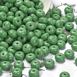 Opaque Colours Glass Seed Beads, Donut, Sea Green, 8x5mm, Hole: 1.5mm, about 1000pcs/pound(SEED-C001-03B-05)