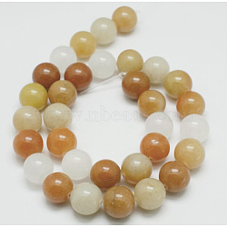 Natural Yellow Jade Beads Strands, Round, Goldenrod, 10mm, hole: 1mm, about 39pcs/strand, 15.3 inch(G-G150-10mm-1)