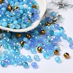 Glass Beads, Faceted, Rondelle, Pale Turquoise, 6x5mm, Hole: 1mm, about 280pcs/60g(EGLA-A034-SM6mm-15)