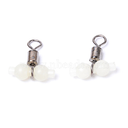 Luminous 304 Stainless Steel Fishing Rolling Swivels, with Gourd Shape Beads, for Freshwater Saltwater Fishing, White, 13.5x13x4mm, Hole: 3mm(FIND-WH0067-33B)