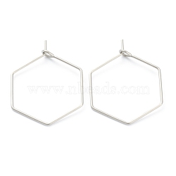 316 Surgical Stainless Steel Earring Hoop, Ear Wire, Stainless Steel Color, 26mm, Hole: 2mm, Pin: 0.6mm(STAS-M288-09P-B)