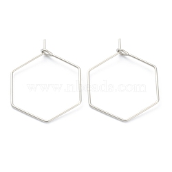 Non-Tarnish 316 Surgical Stainless Steel Earring Hoop, Ear Wire, Stainless Steel Color, 26mm, Hole: 2mm, Pin: 0.6mm(STAS-M288-09P-B)