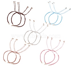 PandaHall Elite Adjustable Braided Polyester Cord Bracelet Making, with 304 Stainless Steel Open Jump Rings, Round Brass Beads, Mixed Color, Single Chain Length: about 6-1/4 inch(16cm), 5 colors, 2pcs/color, 10pcs/set(AJEW-PH0001-48)