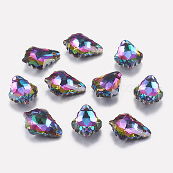 Faceted Glass Rhinestone Charms, Imitation Austrian Crystal, Leaf, Volcano, 11.5x16.5x5.5mm, Hole: 1mm(RGLA-F052-001VO)