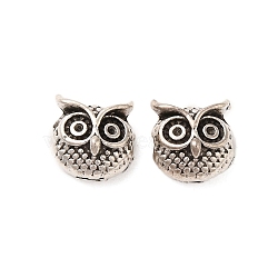 Tibetan Style Alloy Beads, Owl, Antique Silver, 10x10x6.5mm, Hole: 1.6mm(FIND-Z063-18AS)