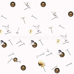 Stud Earring Findings, Brass Heads and Stainless Steel Pins, Mixed Color, 200pcs/box, 13x8.4x1.75cm(KK-PH0034-74)