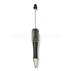 Plastic Ball-Point Pen, Rhinestone Beadable Pen, for DIY Personalized Pen with Jewelry Bead, Black, 144x14.5mm(OFST-E003-01H)