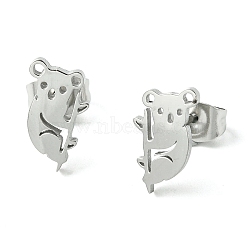 Non-Tarnish Cute Little Animal Theme 304 Stainless Steel Stud Earrings, Koala, 11x6.5mm(EJEW-B041-02I-P)